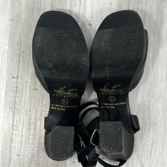 Kathie Lee Collection Belinda Black Block Heel Open Toe Ankle Strap Size: 7.5 - Picture 5 of 9